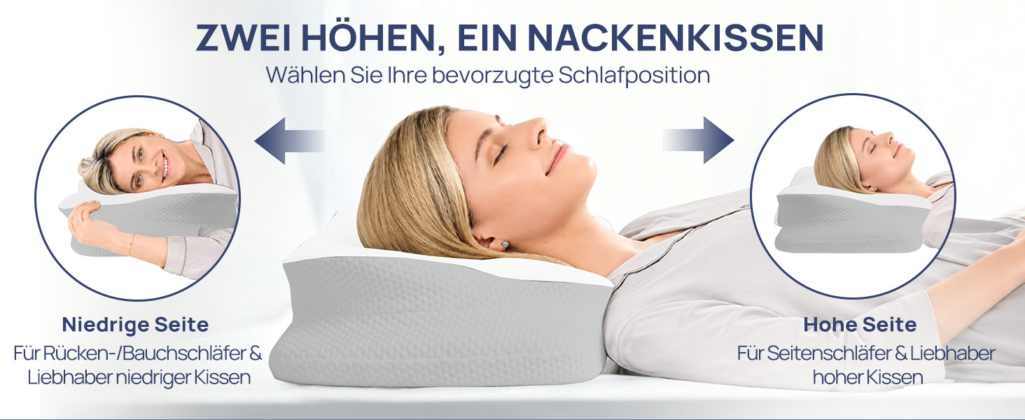 Подушка ортопедична Mulisoft Memory Foam для сну на боку та спині, сіра, розмір M