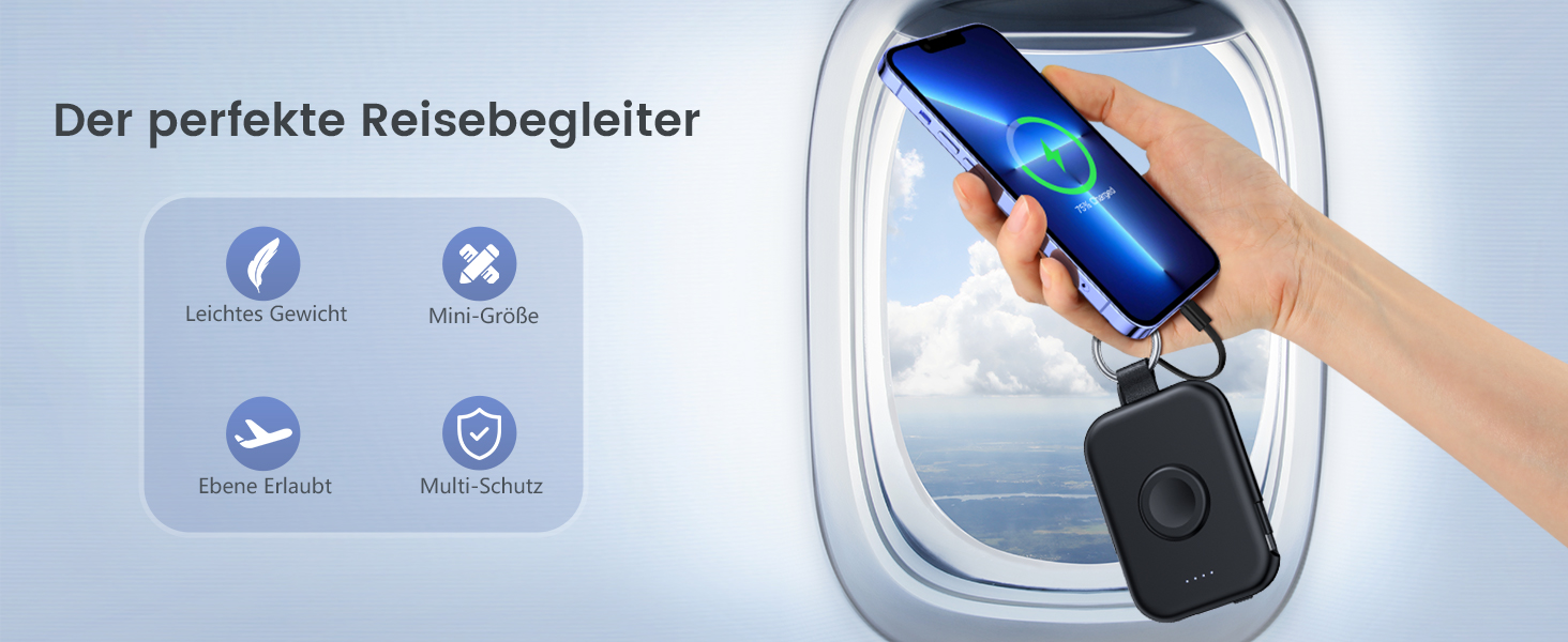 Power Bank RORRY 5000mAh з вбудованими кабелями, брелок для iPhone, Apple Watch, Рожевий