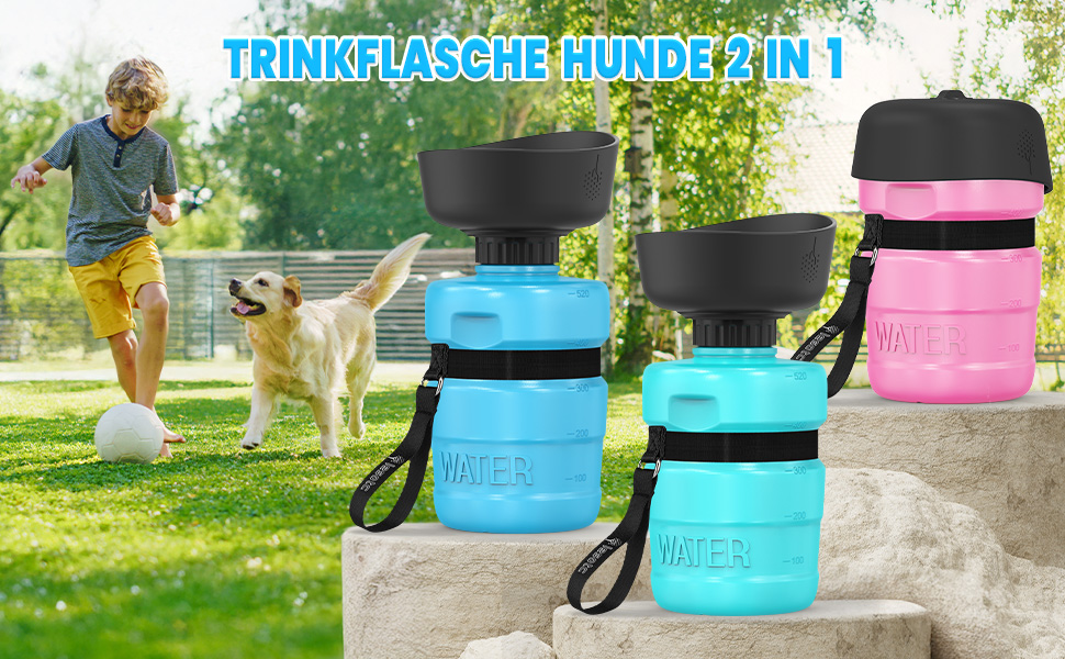 Складана пляшка для води для собак Lesotc, 520 мл, блакитна - для прогулянок, подорожей, кемпінгу