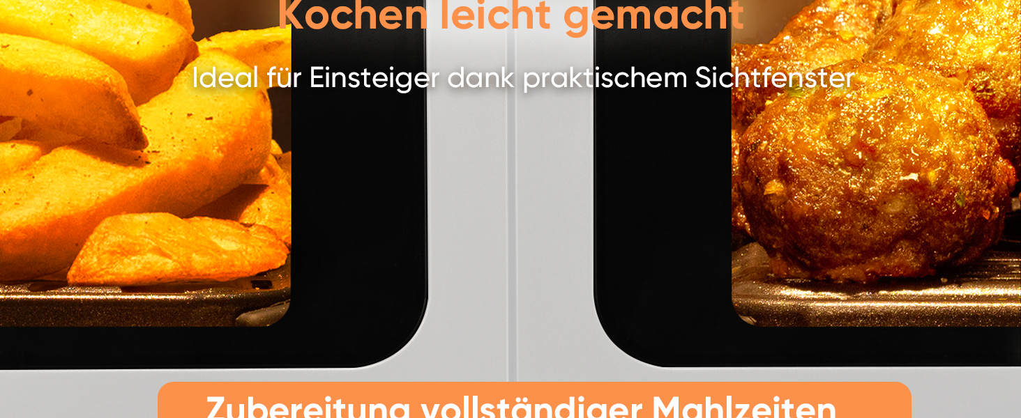 Фритюрниця без олії COSORI з 2 камерами, 8.5 л, 6-в-1, з вікном, чорно-біла