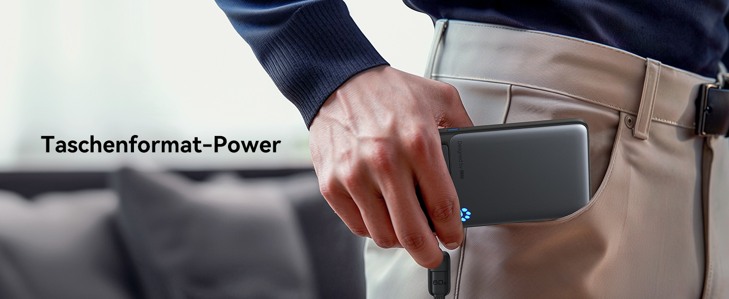 Power Bank INIU Magsafe 20W 5000mAh з магнітним кріпленням, Qi2, USB-C, з кабелем та підставкою, чорний