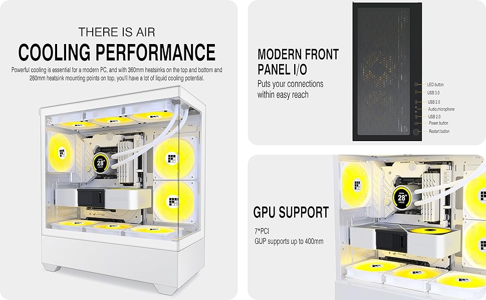 Корпус для ПК FOIFKIN F1: Ігровий Mid-Tower з 6 PWM ARGB-вентиляторами, ATX, Панорамне скло 270°, Type-C (Чорний)