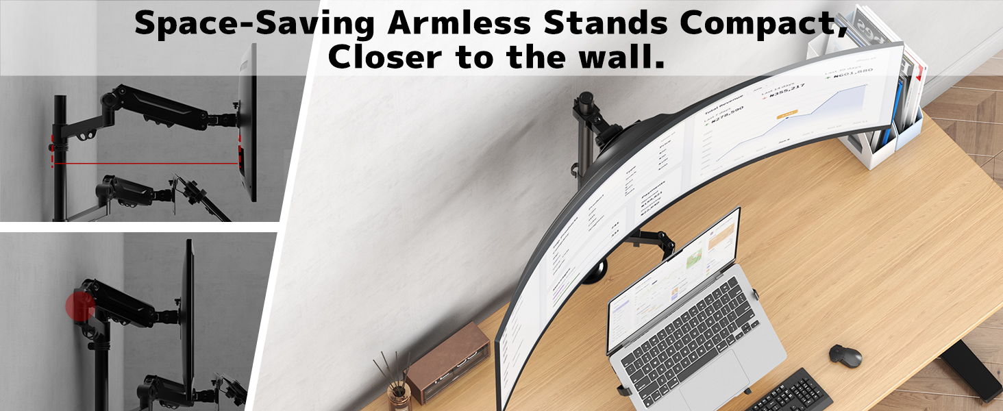 Кріплення для монітора PUTORSEN з регульованою по висоті та поворотною платформою для моніторів 17-49 дюймів та ноутбуків до 18 дюймів, VESA 75/100 мм, 81.8 см