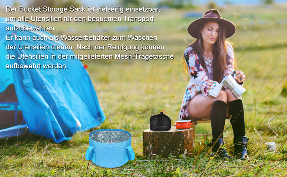 Набір посуду для кемпінгу Aomiun на 3 особи (22 частини) | Посуд для приготування їжі на природі, піших прогулянок та подорожей