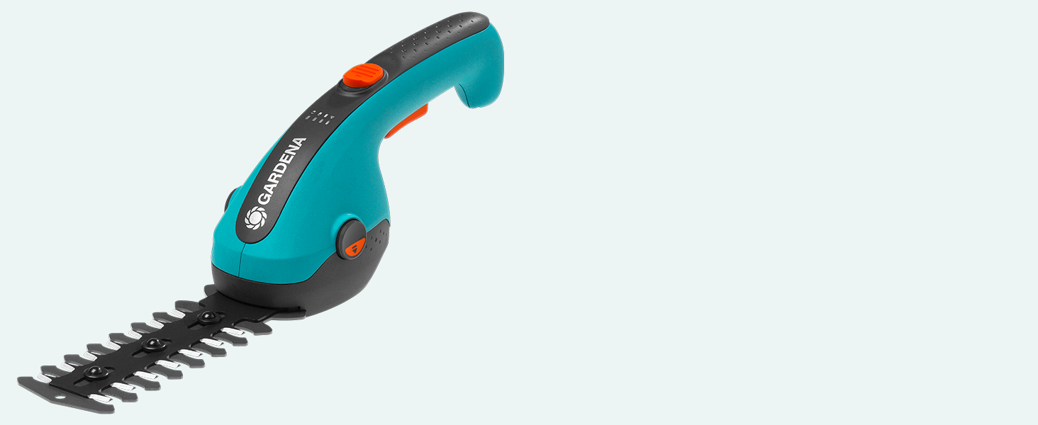Акумуляторні ножиці для трави Gardena ClassicCut Li, 8 см, з телескопічною ручкою та колесами, LED-індикатором заряду, швидка заміна лез без інструментів
