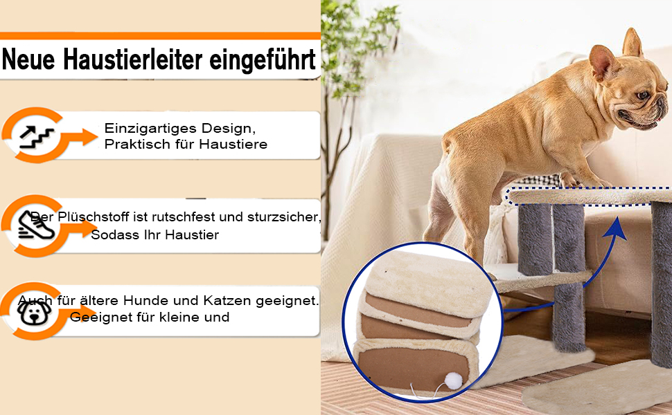 Сходинка для собак Mekidulu, 2/3/4/5 сходинок, регульована висота, сходинка для котів, для літніх котів, знімні та миючі подушки, для маленьких собак, водонепроникна