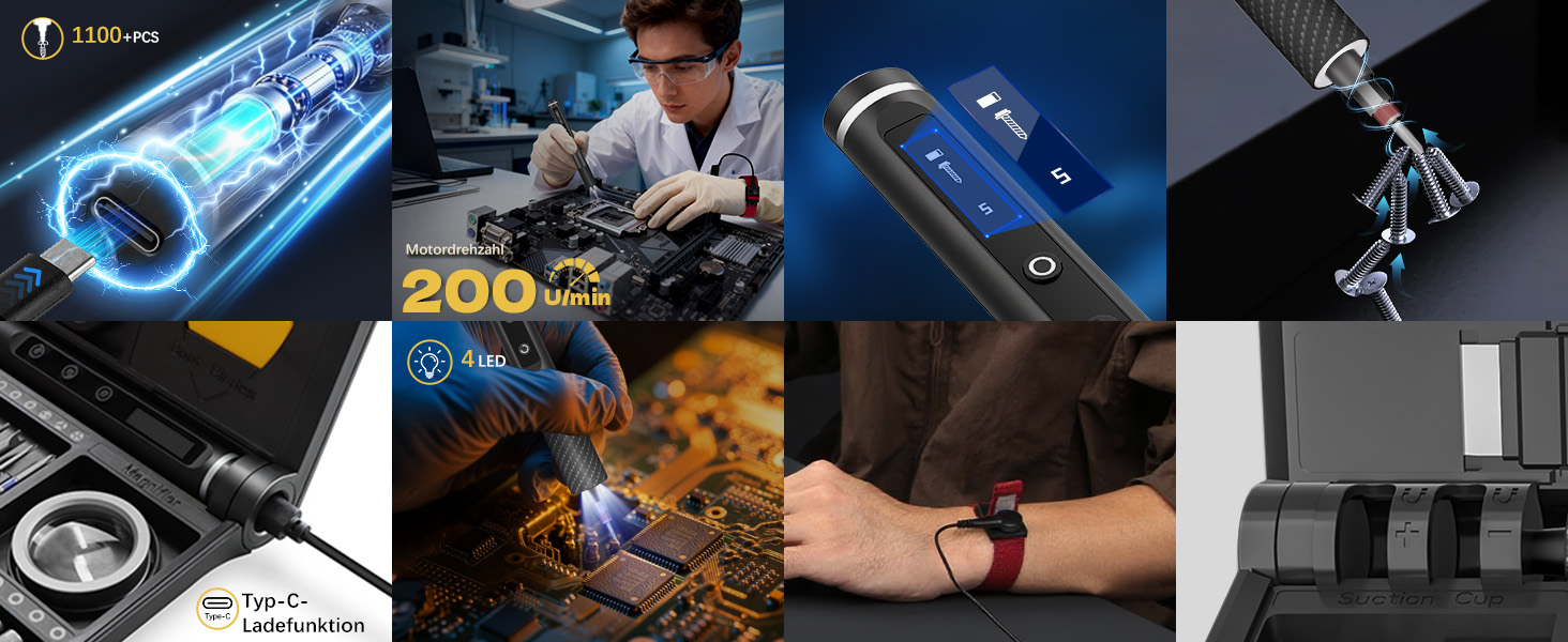 Електрична викрутка Mini 78 в 1 - Набір прецизійних викруток з магнітними Torx, LED дисплеєм та 5 рівнями моменту. Підходить для ноутбуків, окулярів, годинників, ПК