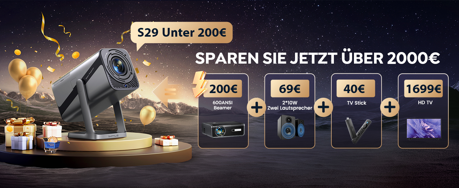 Проектор Mini Beamer 4K Smart з автофокусом та корекцією трапецеїдальних спотворень, WiFi6, Bluetooth, Dolby Audio, 600ANSI, 1080P, для дому та відпочинку на відкритому повітрі, сріблястий