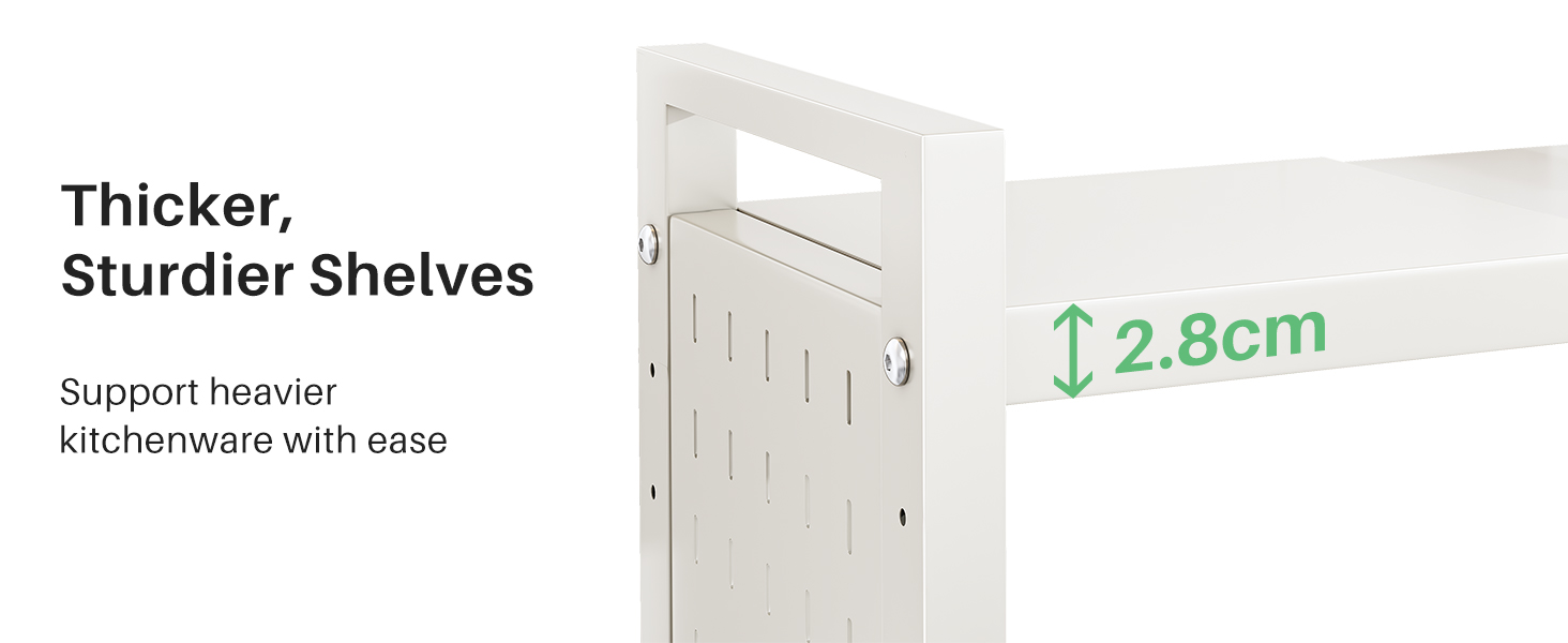 Поличка для мікрохвильової печі SAYZH, 2-рівнева розширювана, з 10 гачками, для кухні, чорна (біла)