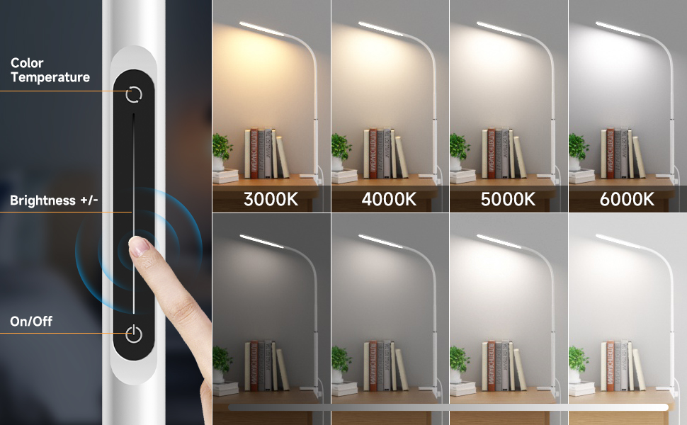 LED лампа для столу з кріпленням, регульована яскравість, архітектурна лампа, з регульованим підлокітником, пульт дистанційного керування, 4 колірні температури, для офісу та дому