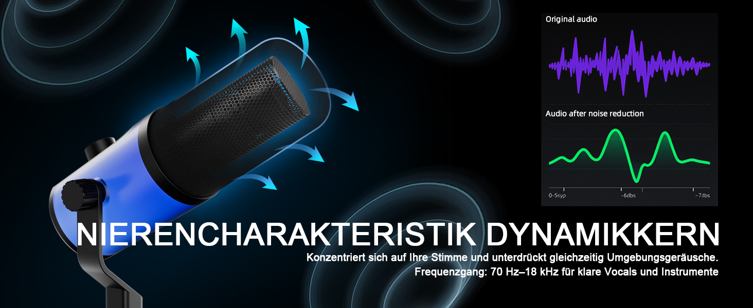 Динамічний USB-C/XLR мікрофон D Debra для студії, подкастів та стрімінгу, кардіоїдний, 192кГц/24Біт, з сенсорною кнопкою Mute, регулятором Gain та роз'ємом для навушників, для ПК та смартфона