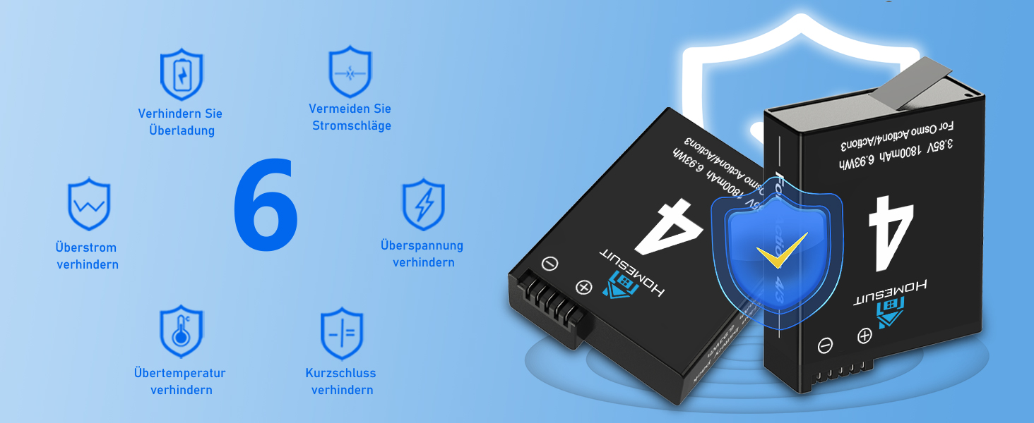 Набір акумуляторів та зарядний пристрій для DJI Osmo Action 4/3: 2x акумулятори 1800mAh + Dual USB LED зарядний пристрій