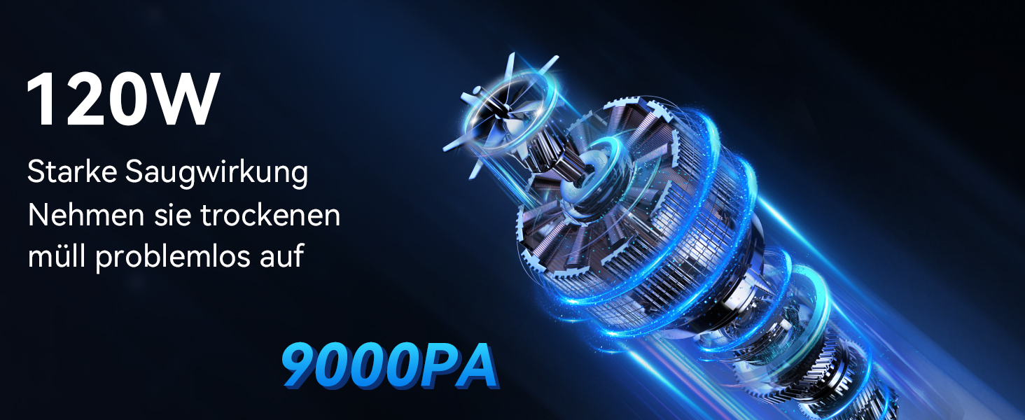 Акумуляторний автомобільний пилосос Minthouz 9000PA, 120W з LED-підсвічуванням, 30 хв роботи, HEPA-фільтр, портативний для авто, дому, офісу