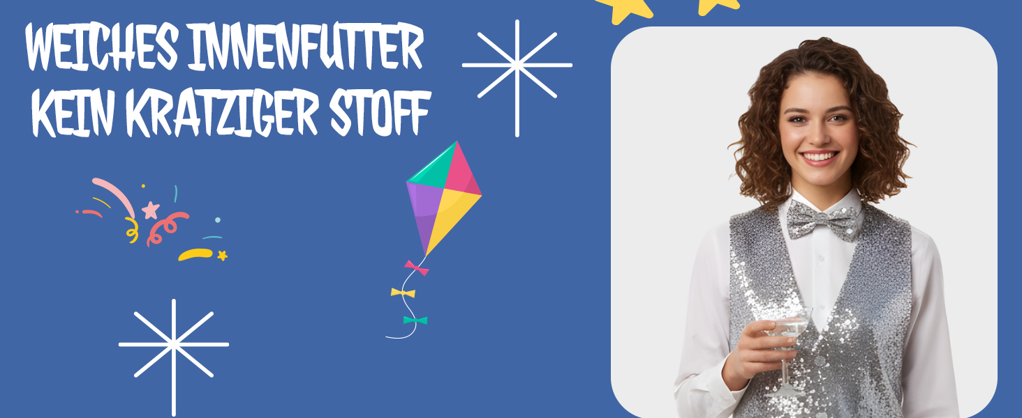 Срібна жилетка з паєтками та краваткою Dress Up America для чоловіків, V-подібний виріз