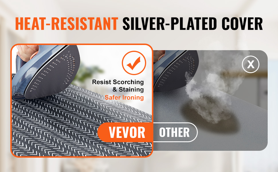 Гладильна дошка з парою VEVOR, 2 шт., з підставкою для праски, розкладний стіл, 1100 x 334 мм, 7 рівнів висоти, 20 кг, бежевий