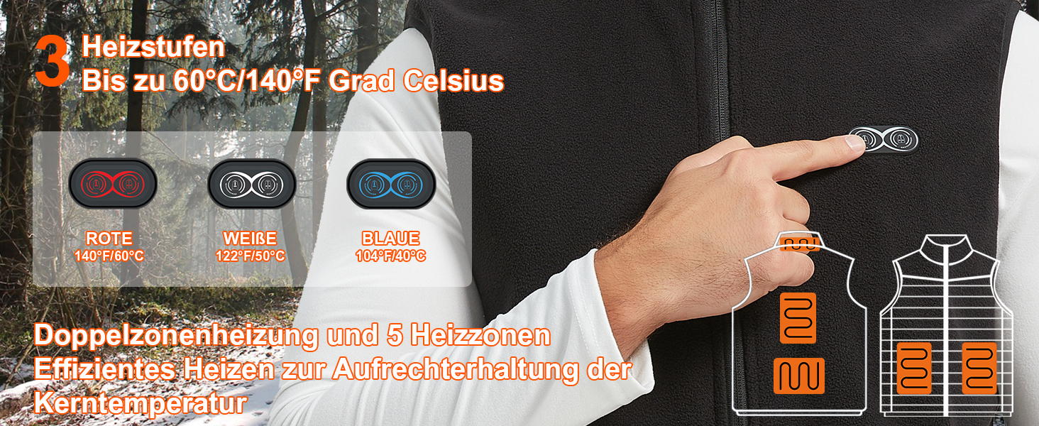 Тепла флісова жилетка для чоловіків з регулюванням 3 рівнів нагріву, 5 зон нагріву, чорна, XXL. Підходить для активного відпочинку: їзди на конях, катання на лижах, риболовлі. (Акумулятор не входить до комплекту)