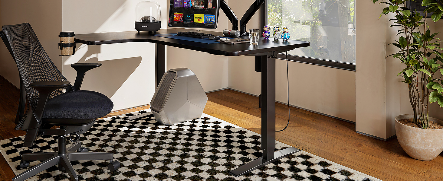 Кріплення для монітора HUANUO Gaming, 2 монітори, до 40 дюймів, регулювання висоти, USB, VESA, чорний