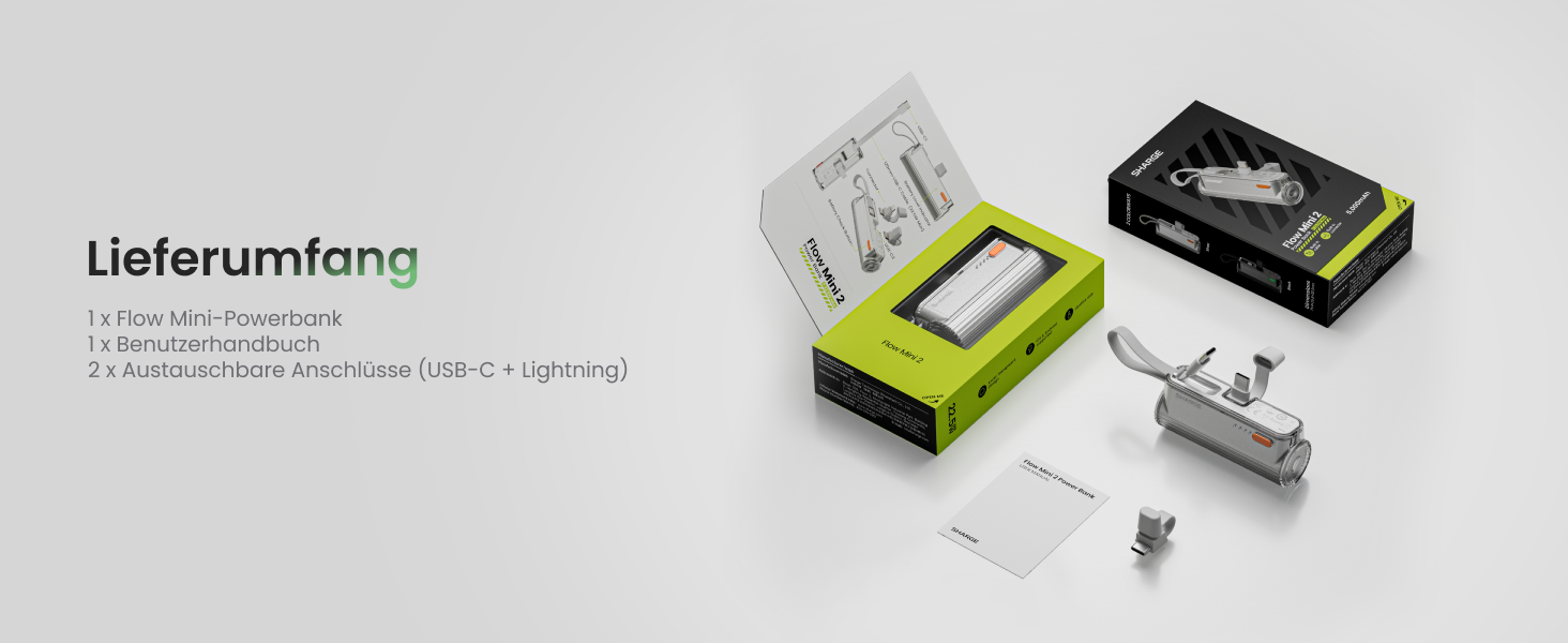 Power Bank SHARGE Flow Mini 2 22.5W: Компактний павербанк з інтегрованим кабелем для iPhone та Galaxy