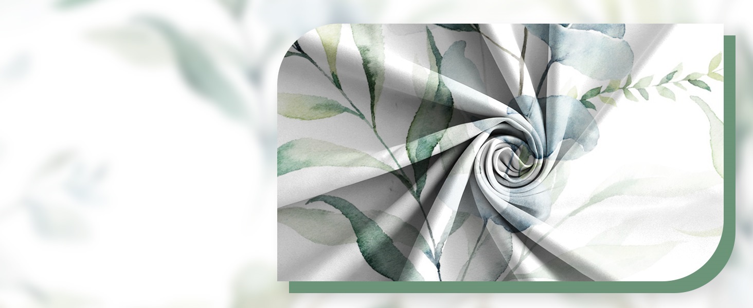 Штора для душу 120x200 см з евкаліптом, зелені листя, акварель, анти-грибок, водонепроникна, поліестер, з гачками для ванної кімнати