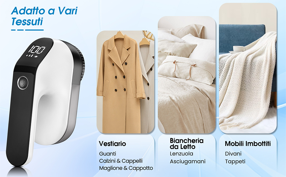 Електричний видалення ворсу Maxtachi - бездротовий зніматич ворсу для одягу з LED-дисплеєм, 6-клинковий ніж, для всіх тканин, чорний