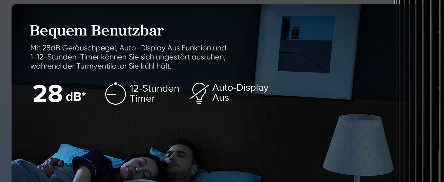 Турбовентилятор Levoit з тихим режимом сну, таймером 12 год, 4 режими, 5 швидкостей, авто-режим з датчиком, осциляція, пульт керування, білий, 92 см