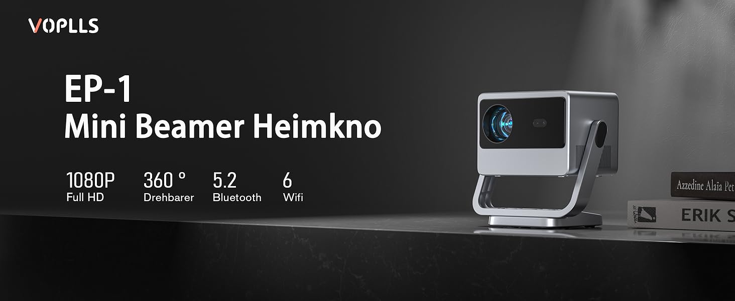 Портативний проєктор Smart Mini Beamer A-20000L з автофокусом, корекцією трапеції, WiFi6, Bluetooth, 4K, 1080P, 20000 Люмен для дому та на вулицю