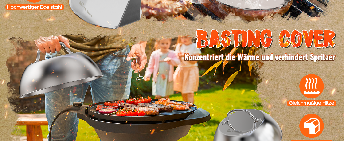 Набір для приготування бургерів Warmodern 3-TLG з нержавіючої сталі: прес 14 см, дзвоник, лопатка | Професійний аксесуар для гриля