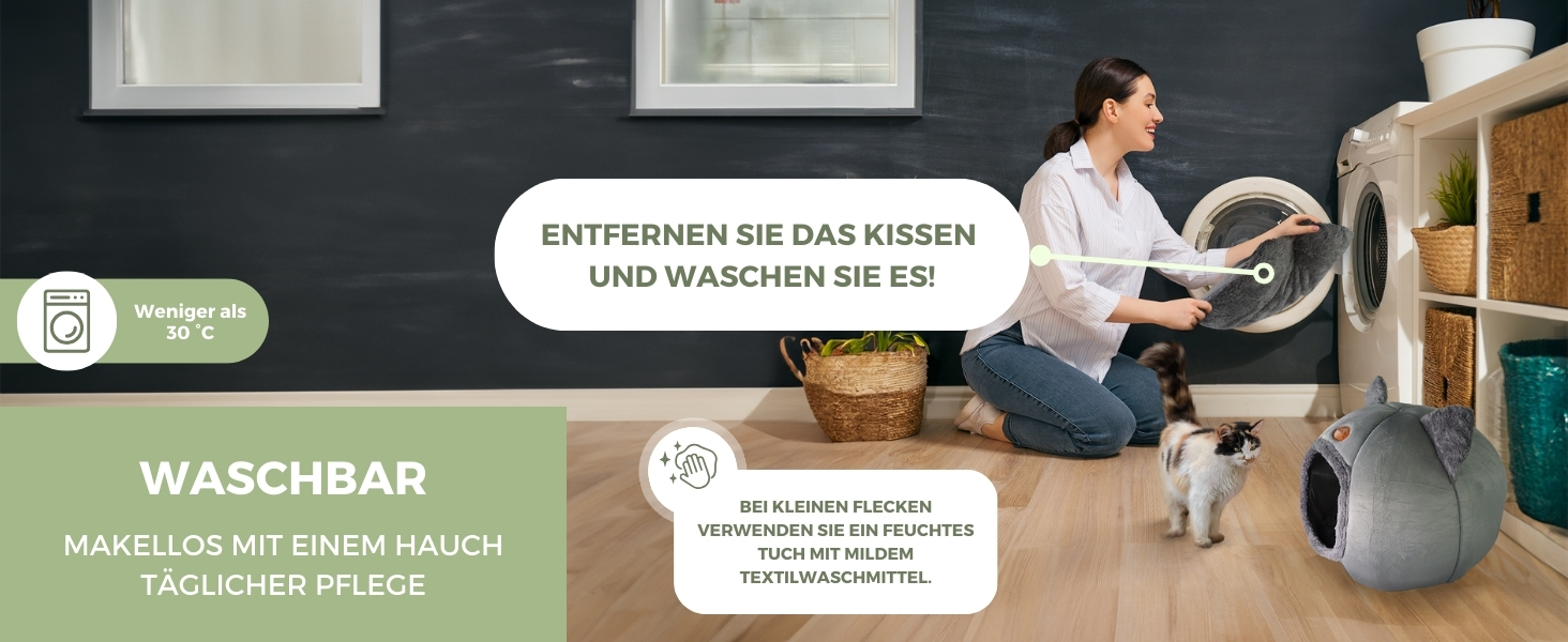 Кішечка Мобіклінік®: зручне ліжко-гніздо для котів, легко прати, знімний коврик, 25D піна, сучасний дизайн