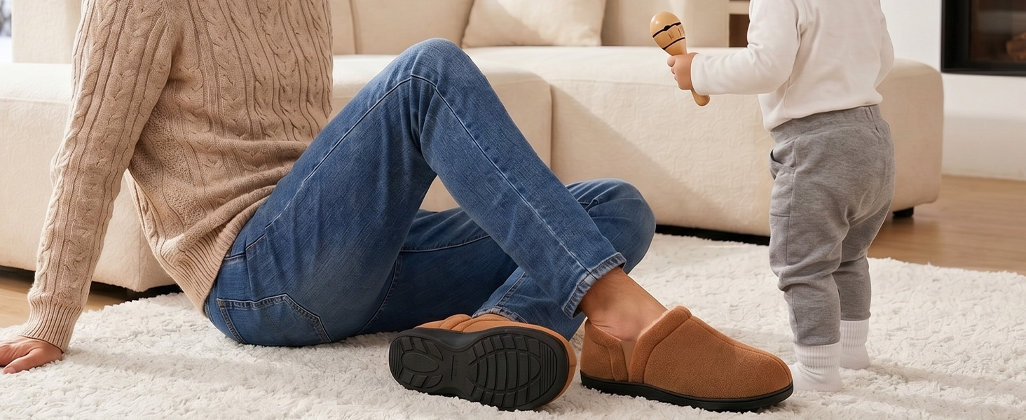 Чоловічі теплі зимові капці LongBay з ефектом пам'яті (Memory Foam), закриті, темно-сірі, розмір 42/43 EU