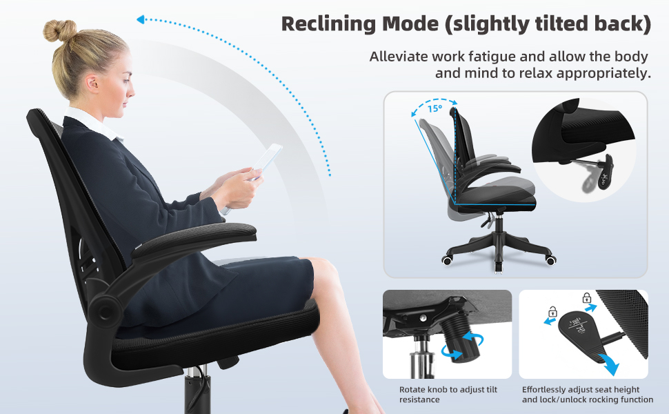 Ергономічне офісне крісло з підтримкою попереку та регульованою підголівником, велике сидіння, для офісу та дому (без підголівника)