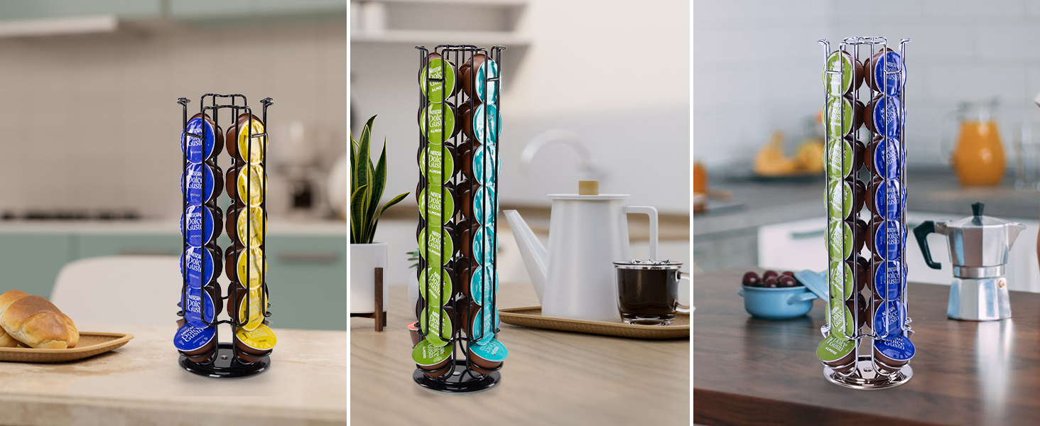 Тримач для капсул кави Dolce Gusto SYSYLY DG24 – чорний, на 24 капсули, обертається, з неслизькою основою