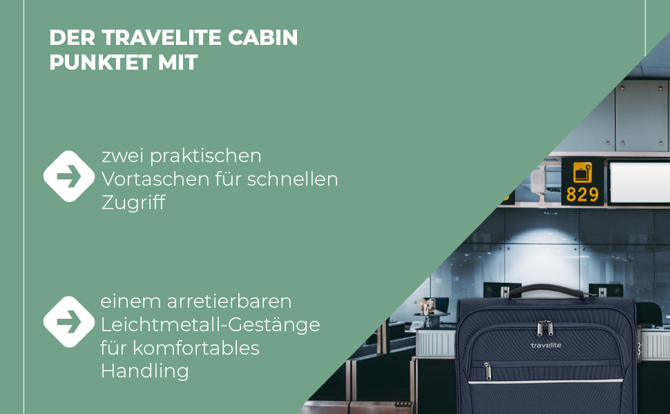 Чемодан-валіза Travelite Marine 52 см, 39 літрів: легкий, з замком, для ручної поклажі
