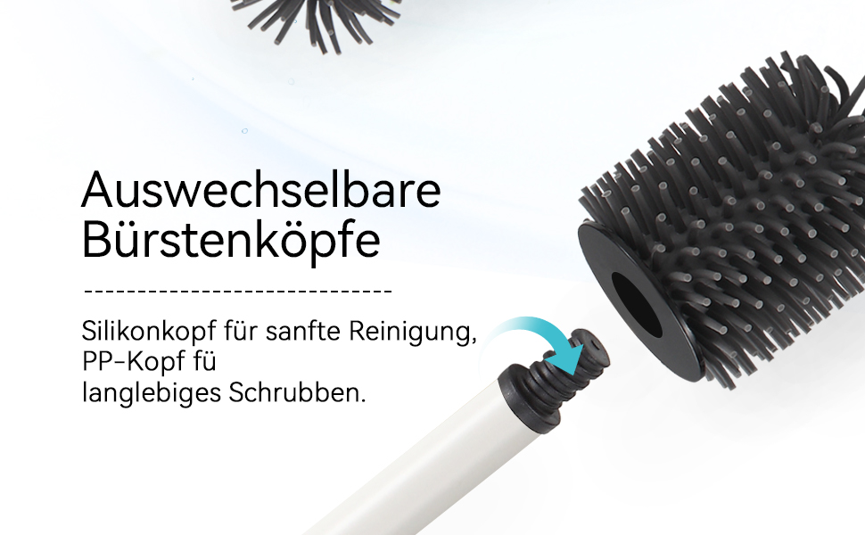 Настінна щітка для туалету DAZI з кріпленням без свердління, з нержавіючої сталі, сучасний дизайн, знімний внутрішній стаканчик для легкого догляду та очищення (золота щітка) (білий)