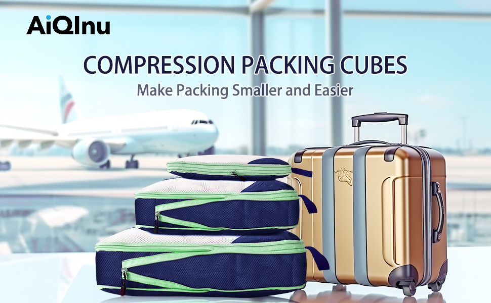 Набір органайзерів для валізи AiQInu: 5 шт. Кубики-компресори для подорожей, з мішком для білизни та взуття, ультралегкі, розширювані