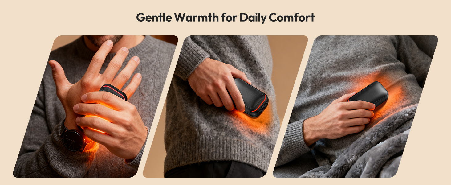 Електричний грілка для рук Gaiatop 2 шт. з магнітом, USB, багаторазовий, швидкий нагрів, 3 рівні, компактний, подарунок для чоловіків та жінок, чорний