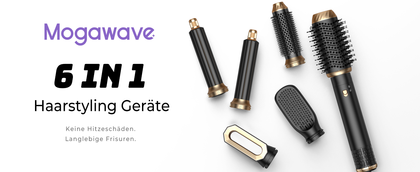 Фен-щітка 6-в-1 Haarstyler Pro: сушка, укладка, завивка, об'єм. 1000W, іонізація, для створення об'єму та гладкості волосся. Комплект фена-щіток для дому та салону краси (сірий)