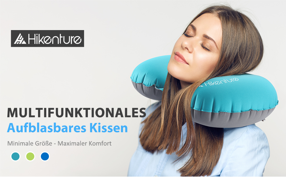 Надувна подушка для шиї HIKENTURE, Ultralight Travel Pillow – зручна подушка для подорожей, літака, авто, поїзда (Турквіс)