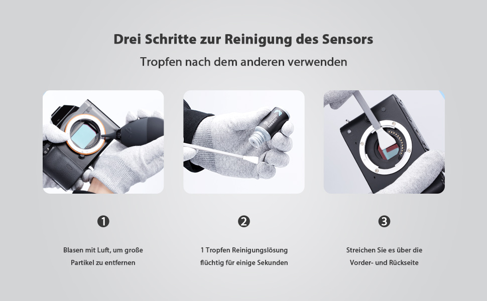 Набір для чищення сенсора камери VSGO 12 шт. з розчином 10 мл, сухими стікерами для CCD/CMOS, для Nikon, Sony (16 мм з очисником)