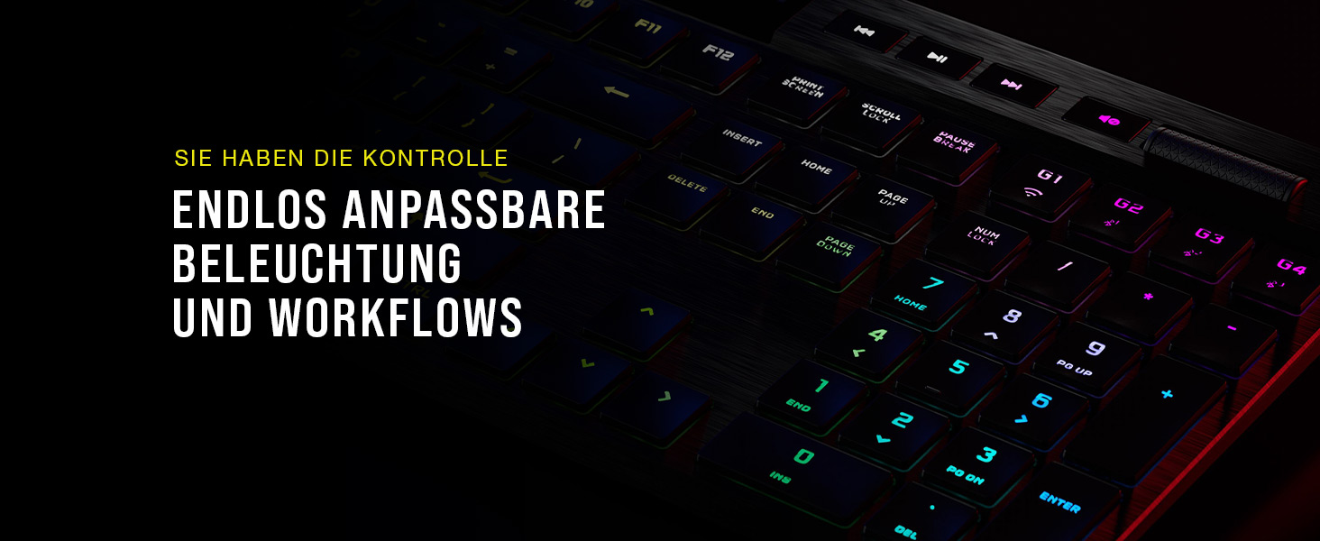 Ігрова механічна клавіатура Corsair K100 Air Wireless RGB з перемикачами Cherry MX Ultra Low Profile, Bluetooth, QWERTZ DE, чорна