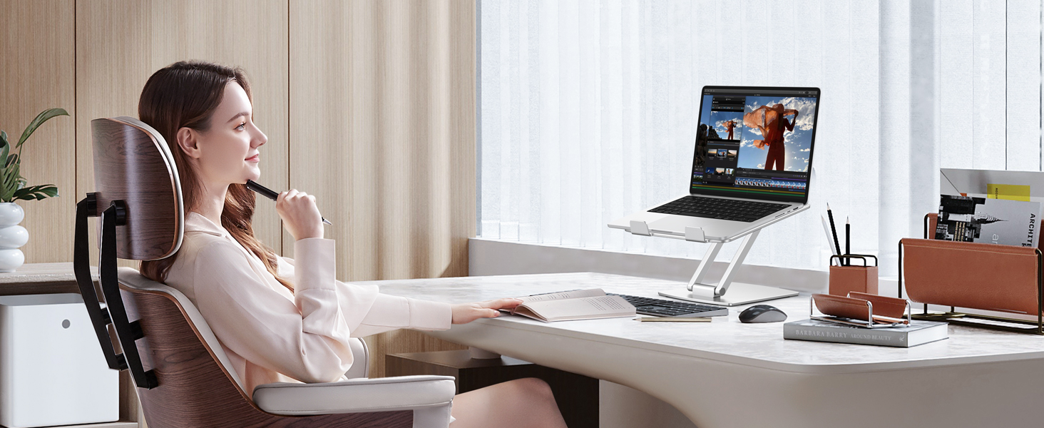 Підставка для ноутбука, алюміній, ергономічна, регульована висота, складна, з вентиляцією, для MacBook Air/Pro та ноутбуків 10-16