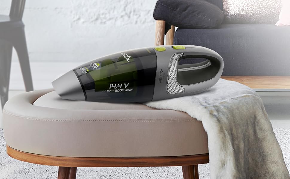 Ручний пилосос Verto I з аквафільтром, HEPA фільтром, Li-ion 14.4V, 20 хв роботи, безмішковий, з док-станцією