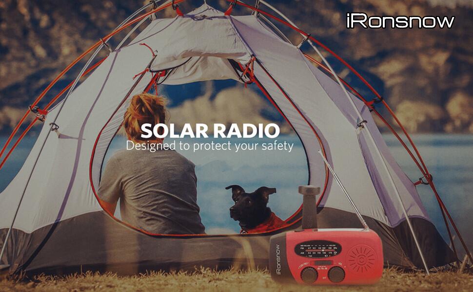 Сонячна радіостанція iRonsnow з ручним заводом, LED-ліхтарик, 2000mAh AM/FM, USB-зарядка для походу, кемпінгу, екстрених ситуацій