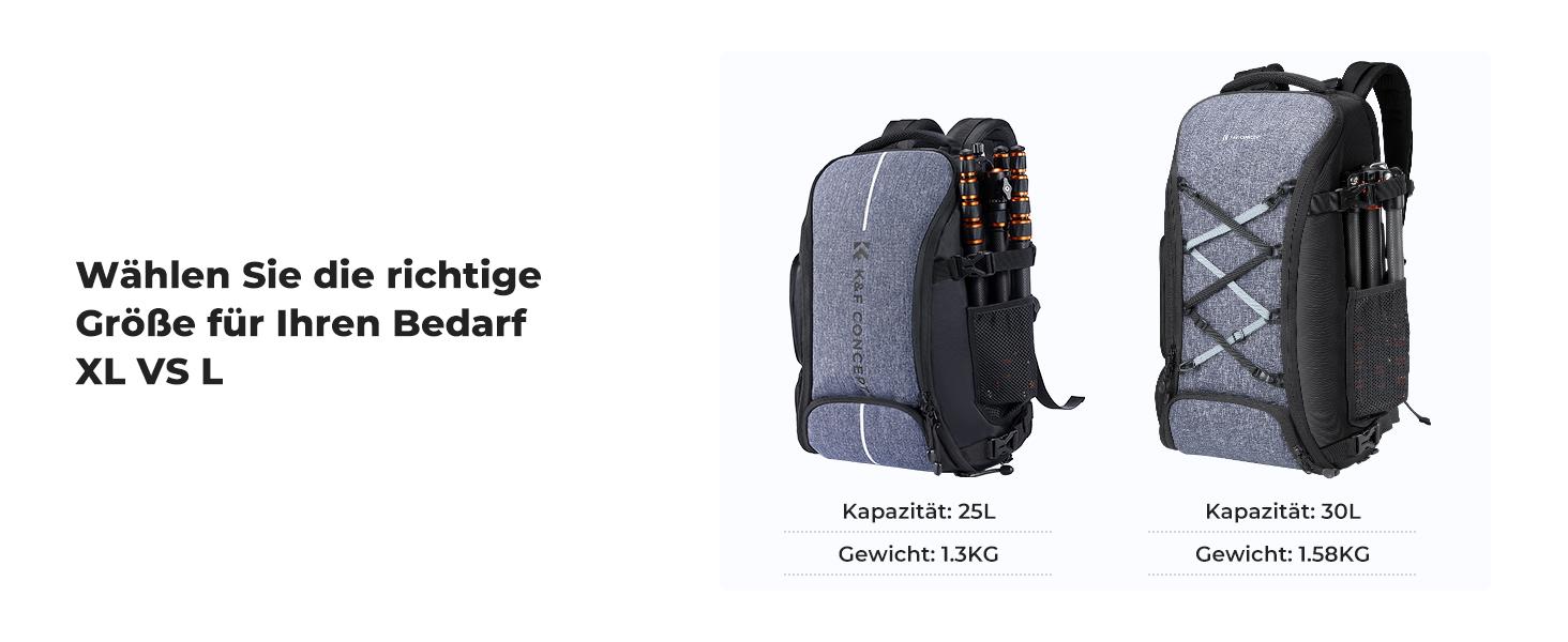 Рюкзак для камери K&F Concept 30L, водонепроникний, з захистом від дощу, для DSLR/SLR, 16