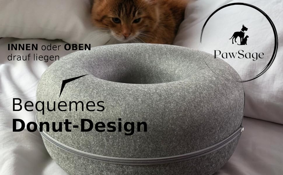 PAWSAGE® Бункер для котів з фетру, XL, 60*60*28 см, лежанка для котів, міцний фетр