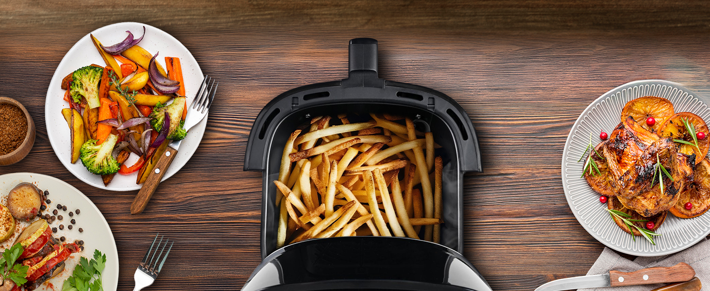 Аерофритюрниця Extralink 4.2L, 1400W з 10 функціями приготування, LED-сенсорний екран, економія енергії, 90% менше жиру