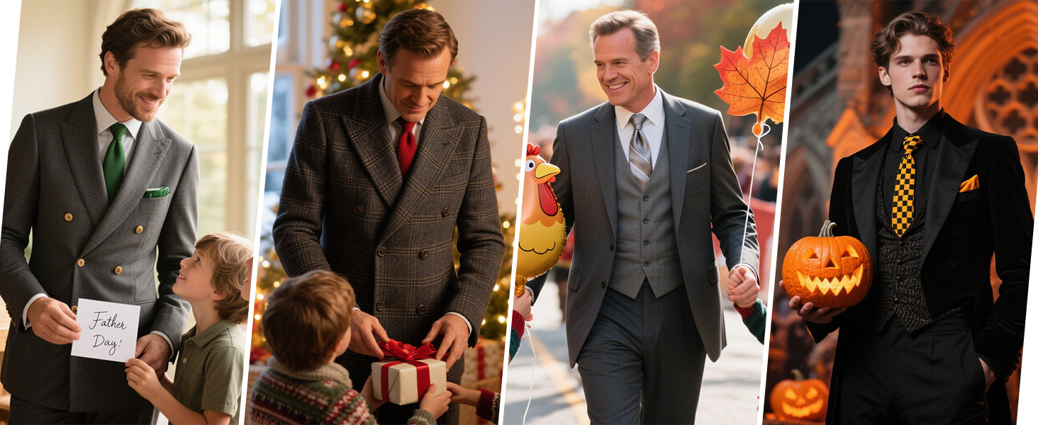 Краватки для чоловіків HISDERN: святкові краватки з кишеньковим хустинкою, класичний візерунок, в клітинку, для весілля та ділових зустрічей, блакитний колір