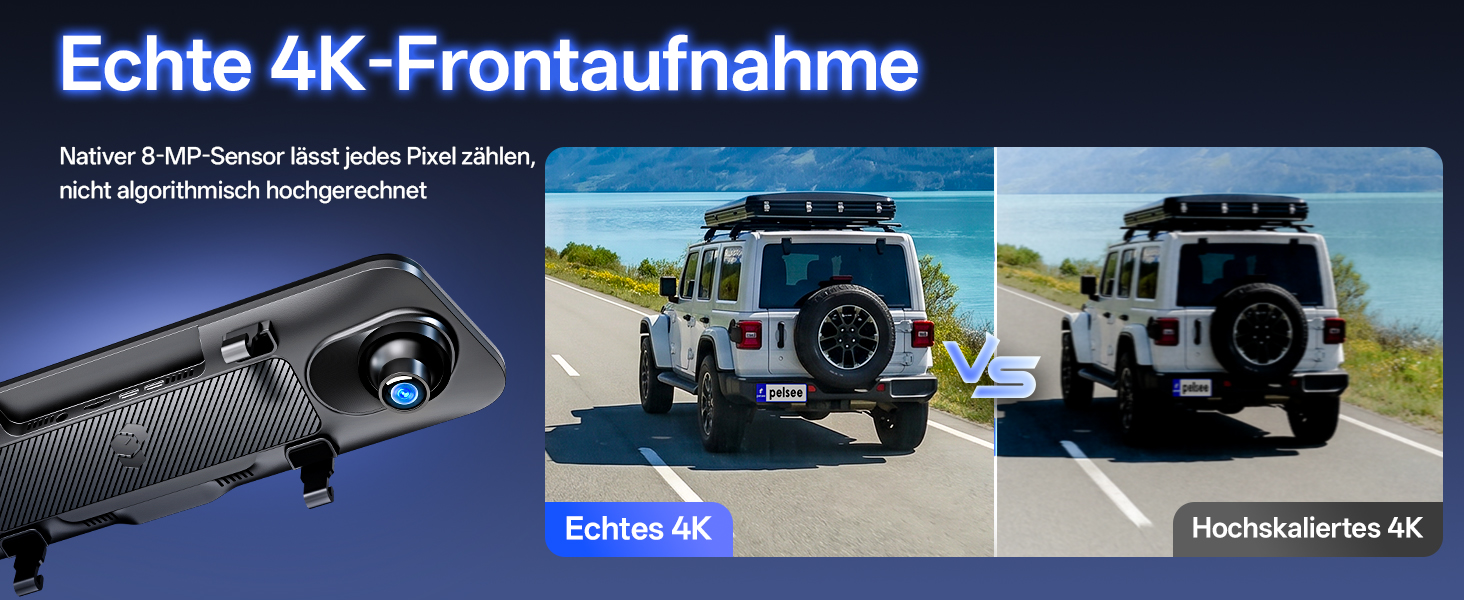 Відеореєстратор-дзеркало Pelsee S12 Native 4K + 2.5K, 12