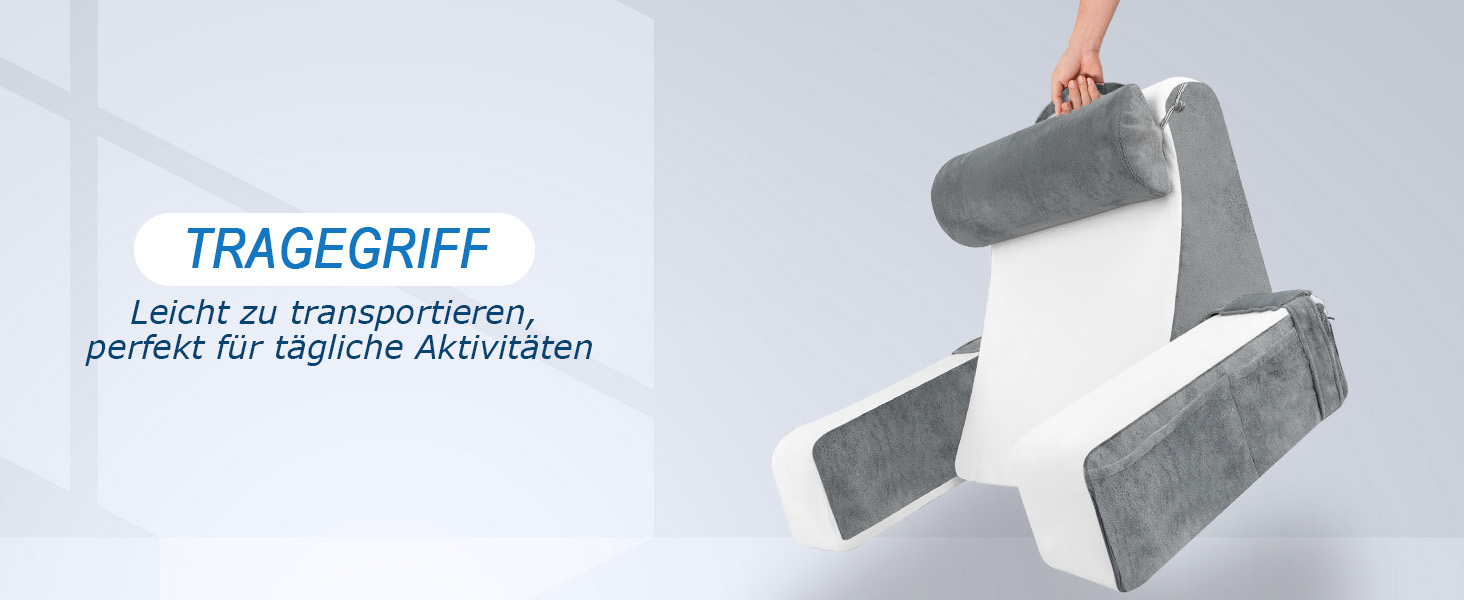 HOMCA Подушка для читання та відпочинку в ліжко та на диван з знімною подушкою для шиї та підлокітником, подушка для спини, подушка для стіни, багатофункціональна подушка-клинок для читання, роботи, перегляду телевізора (36x40x48 см)