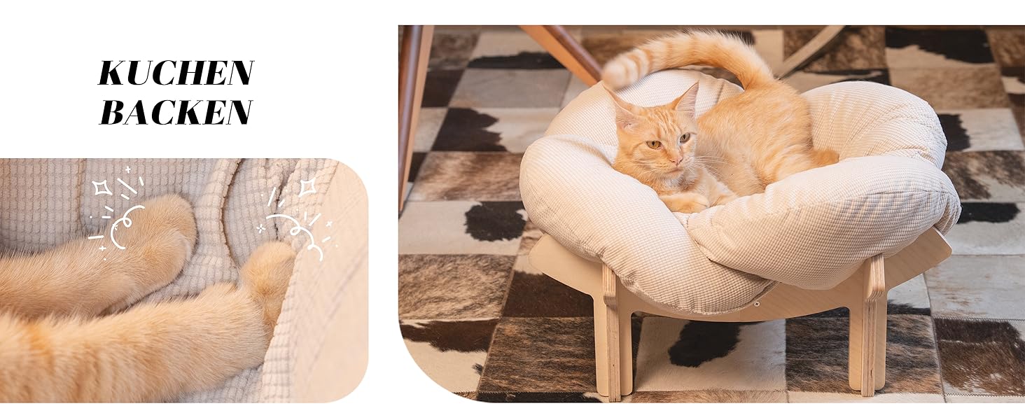 Кішка Лежанка CheerPals, велика, 55x55 см, м'яка, біла, для котів усіх порід