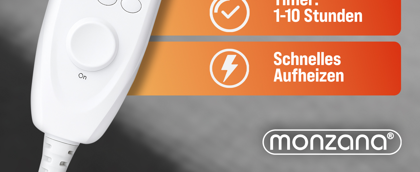 Електрична ковдра Monzana® 160x140 см з таймером, Coral Fleece, 2x60W, сіра, з захистом від перегріву, пральна, для дому